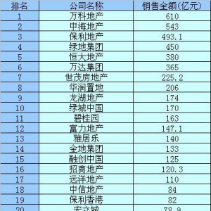 2012年上半年中国地产企业销售排行榜出炉