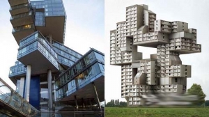 疯狂的银行大楼建筑超出了人类审美