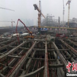 中国最大城市地下交通枢纽深基坑施工现场