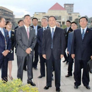 中央政治局委员、国务院副总理汪洋赴中国建筑承建的援非盟会议中心项目视察指导