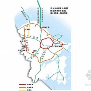 上海宁波拟建新杭州湾大桥路线图