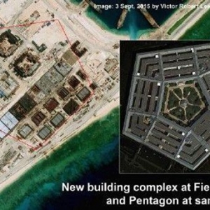 外媒称中国南沙新建筑堪比五角大楼有6万平米