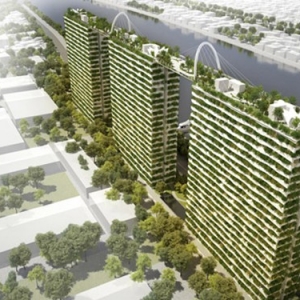 Vo TrongNghia设计竹木覆盖的钻石莲住宅综合体