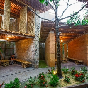, ʯͷ sustainable bamboo, earth and stone pavilion by H&P architects